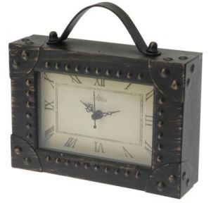 ZEGAR STOJĄCY ART DECO WYKONANY Z METALU W KOLORZE CZARNYM